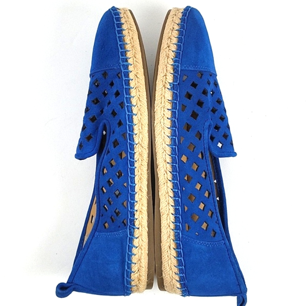 Franco Sarto Blue Suede Laser-Cut Espadrille Flats - Picture 11 of 16